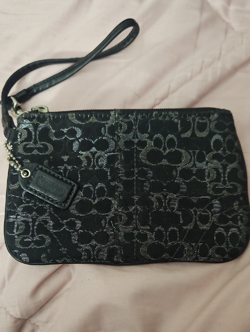 Coach Black Jacquard Signature Wristlet